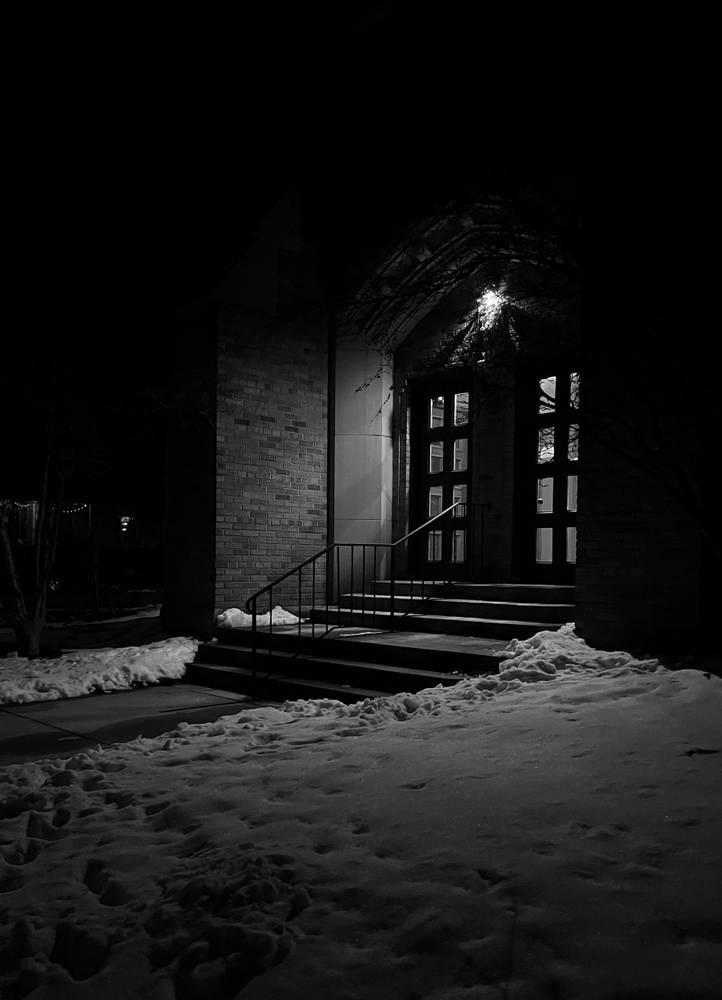 Photo in Street Photography #night #church #liminal #liminalspace #liminalspaces #b&w #blackandwhite #digital